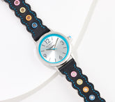 Isaac Mizrahi Live! Crayola Scallop Black Strap Watch